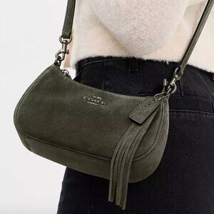 NWT COACH Teri Mini Crossbody Bag - CCE42 Suede/Gunmetal/Army Green